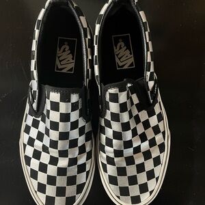 Metallic checkered vans low.